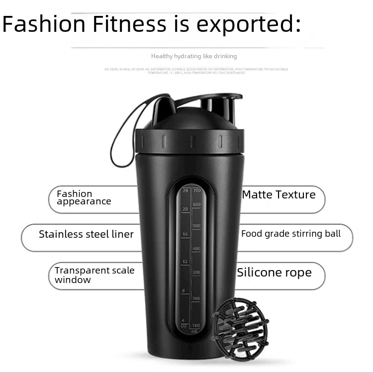 Stainless Steel Transparent Shaker Bottle for Fitness